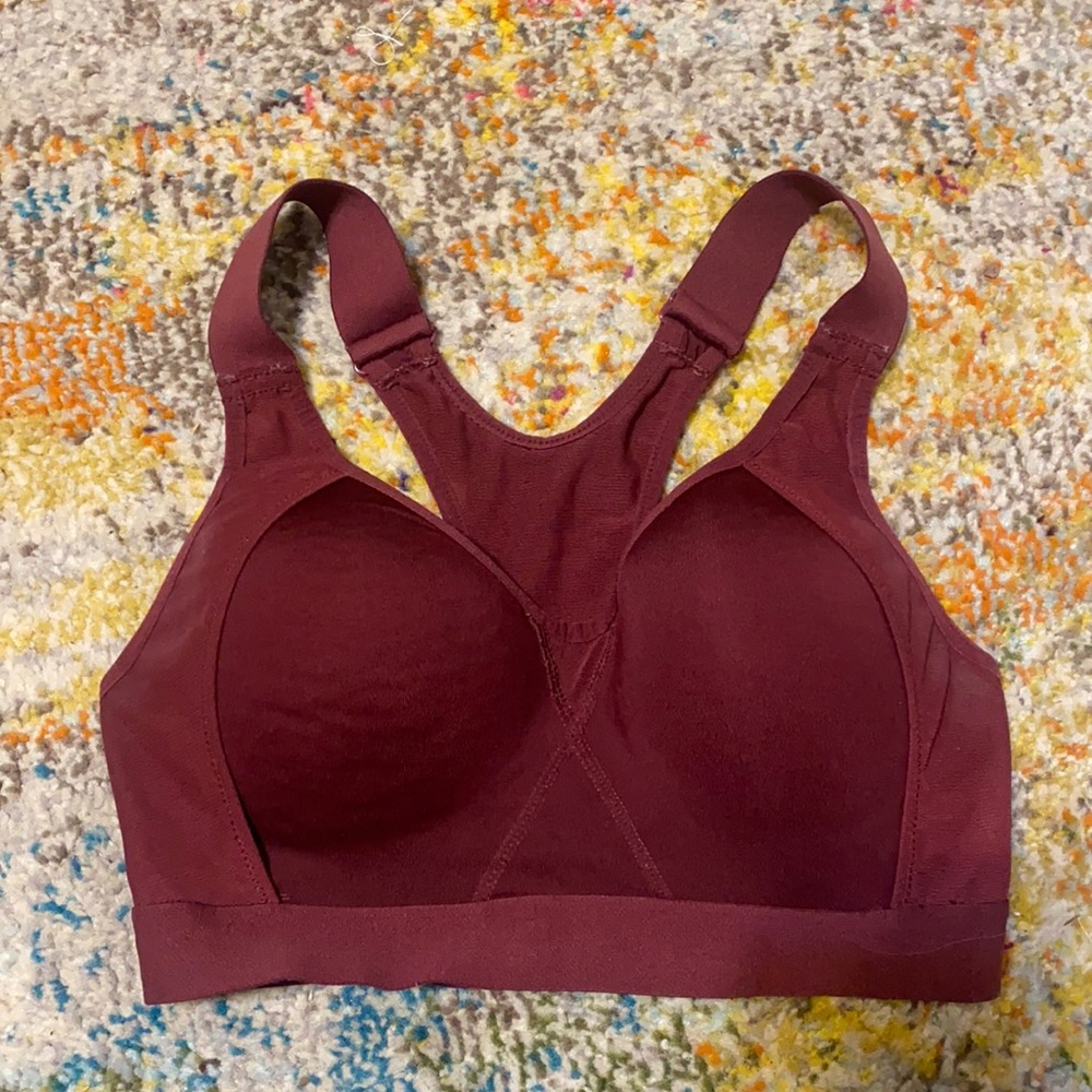 Maroon padded sports bra